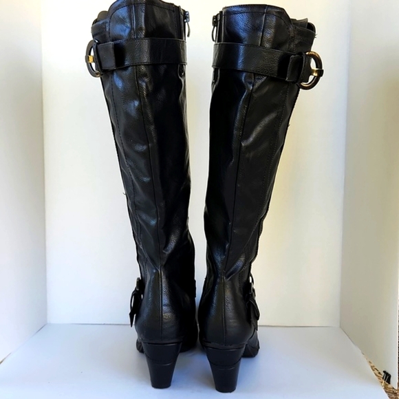 VANGELO Black Full-Zip Tall Dress Boots (Eu-40) - Picture 3 of 15